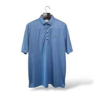 Greg Norman Blue Play Geometric Pattern Men's Blue Polo Shirt, Large